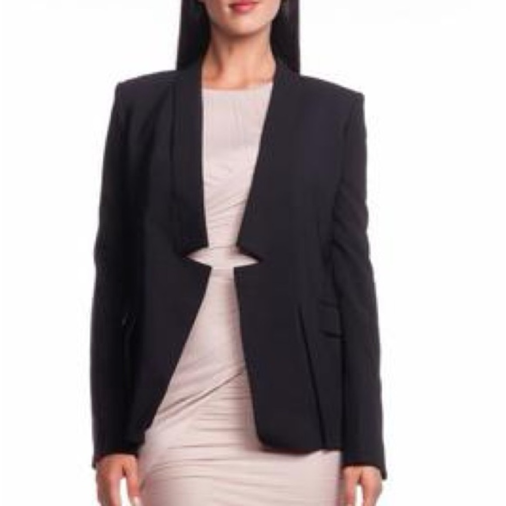 Halston Heritage Relaxed Blazer Notch Lapel in Black Size 6